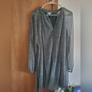 Women's Large Green Balloon Sleeve Dress